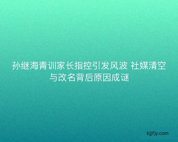 孙继海青训家长指控引发风波 社媒清空与改名背后原因成谜