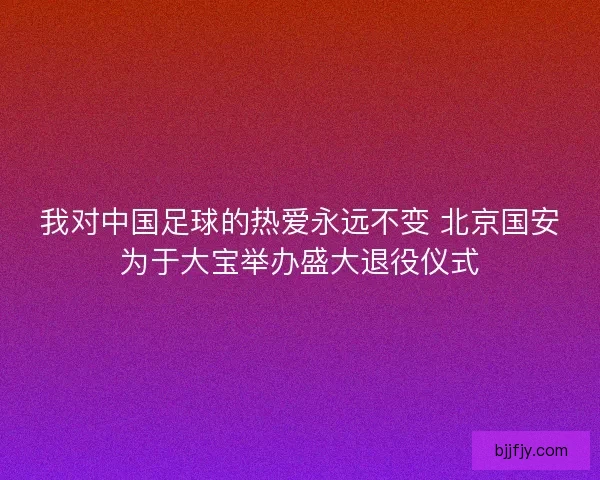 我对中国足球的热爱永远不变 北京国安为于大宝举办盛大退役仪式