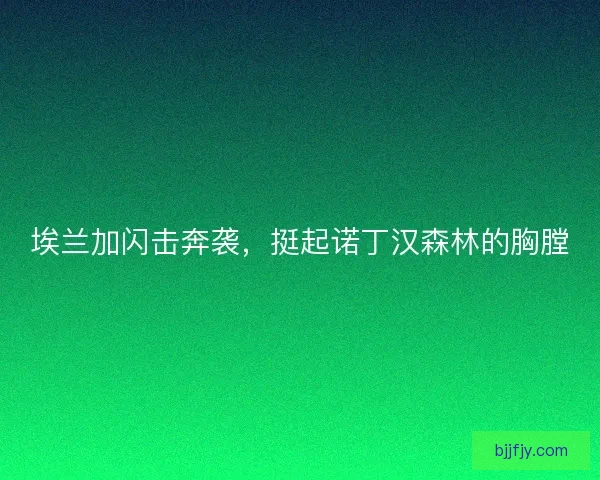 埃兰加闪击奔袭，挺起诺丁汉森林的胸膛
