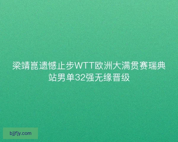 梁靖崑遗憾止步WTT欧洲大满贯赛瑞典站男单32强无缘晋级