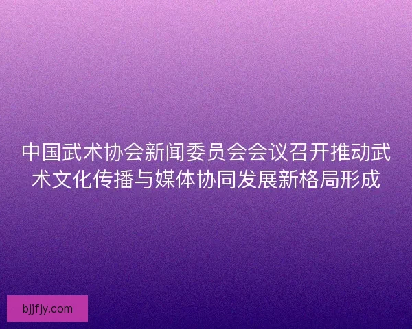 中国武术协会新闻委员会会议召开推动武术文化传播与媒体协同发展新格局形成