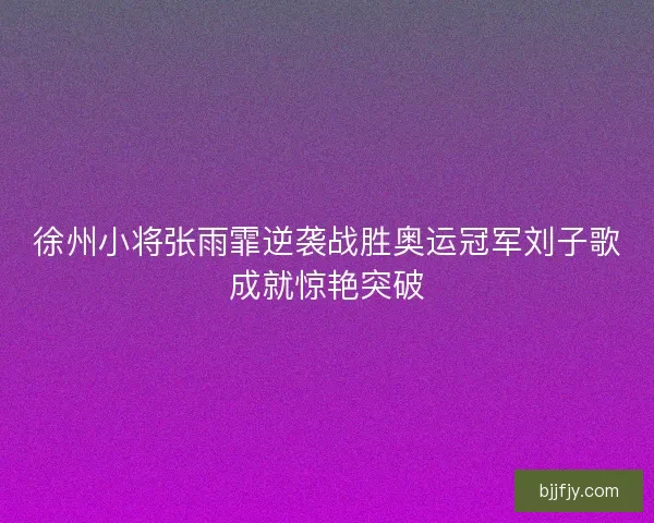 徐州小将张雨霏逆袭战胜奥运冠军刘子歌成就惊艳突破